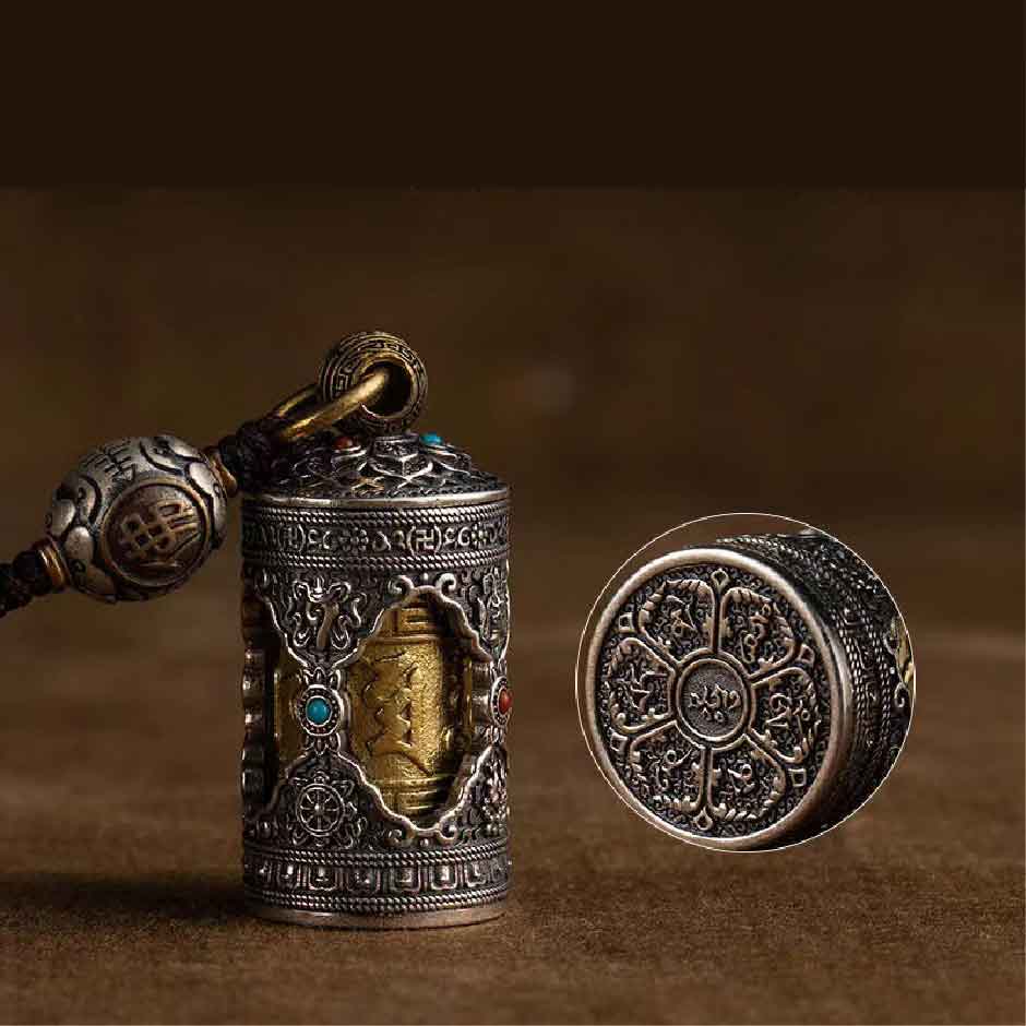 Six - Syllable Mantra Prayer Wheel Ga'u Box