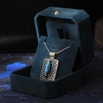 Silver Luck-Bringing Nine-Eye Dzi Pendant